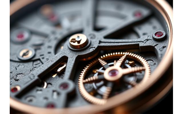 A close-up of an automatic watch movement, showcasing intricate gears and springs.